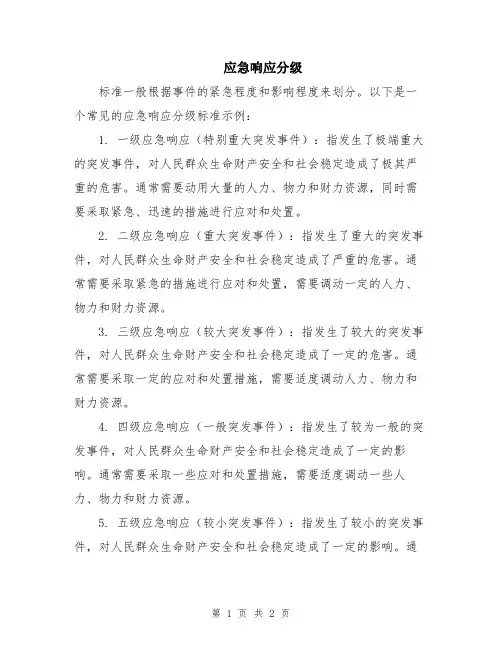 应急响应分级