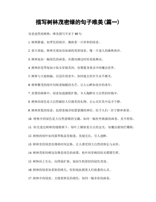 描写树林茂密绿的句子唯美(精选合集2篇)
