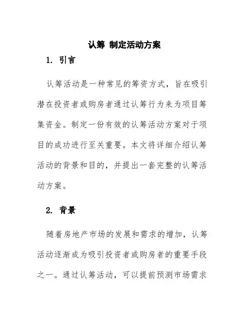 认筹 制定活动方案