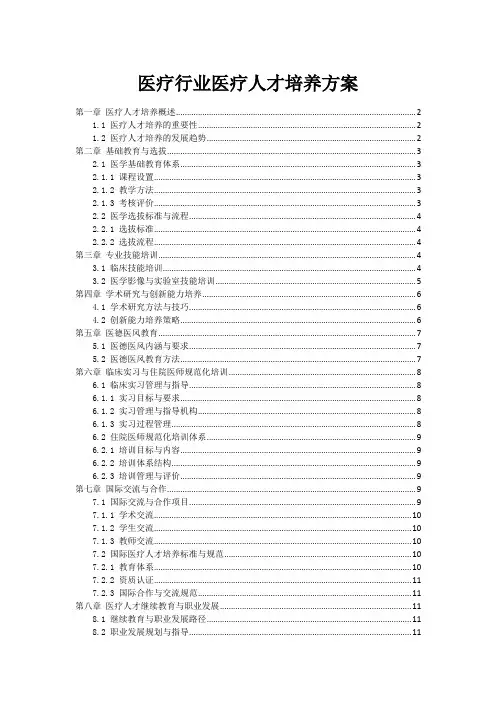 医疗行业医疗人才培养方案