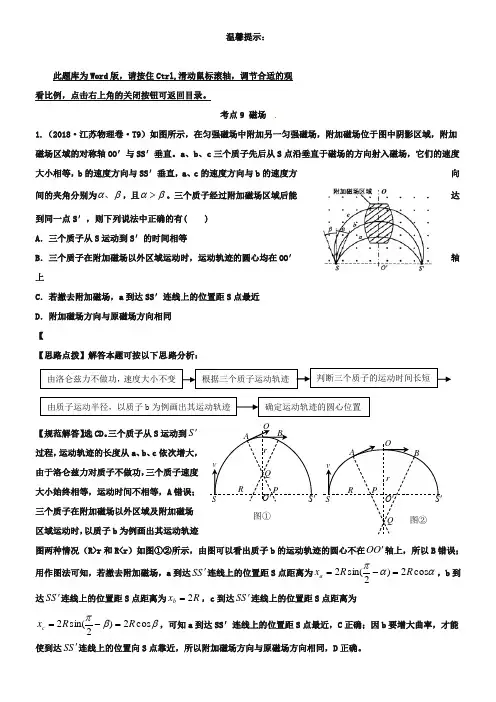 2019年高考物理题库【考点9】磁场(含答案)