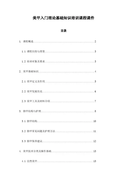 美甲入门理论基础知识培训课程课件