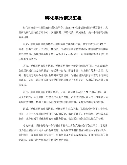 孵化基地情况汇报