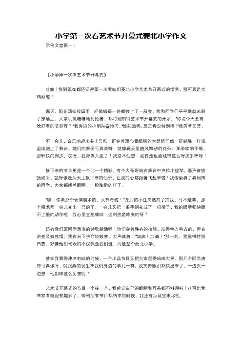 小学第一次看艺术节开幕式菱北小学作文