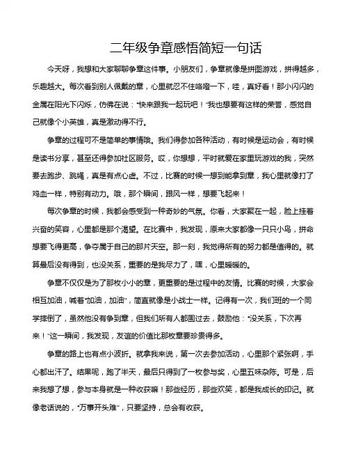 二年级争章感悟简短一句话