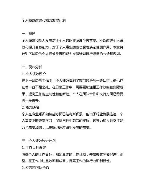下阶段个人绩效改进和能力发展计划