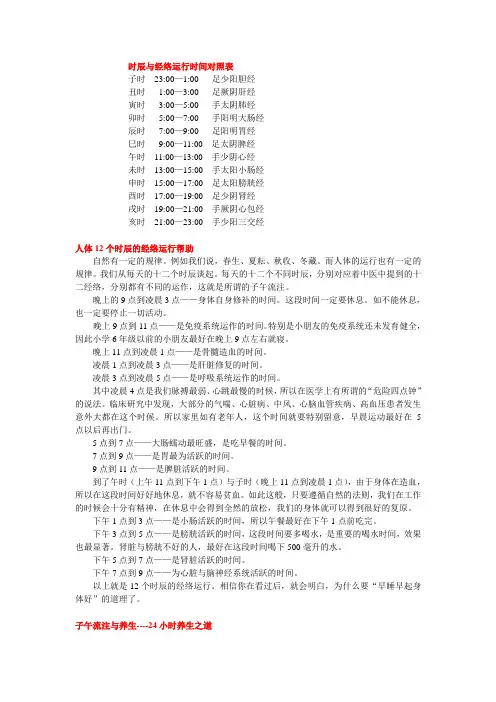 人体12个时辰的经络运行帮助