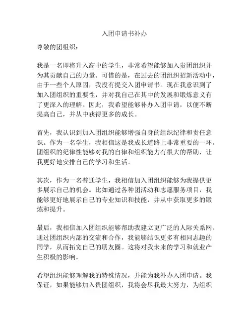 入团申请书补办