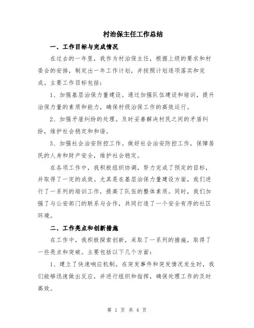 村治保主任工作总结