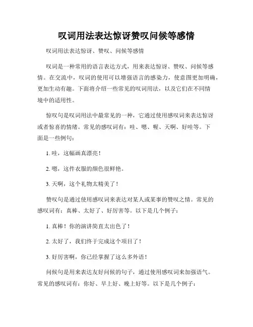 叹词用法表达惊讶赞叹问候等感情