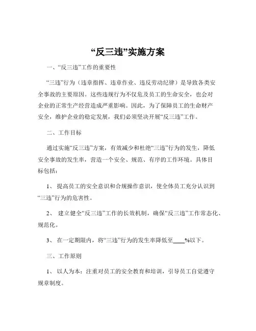 “反三违”实施方案