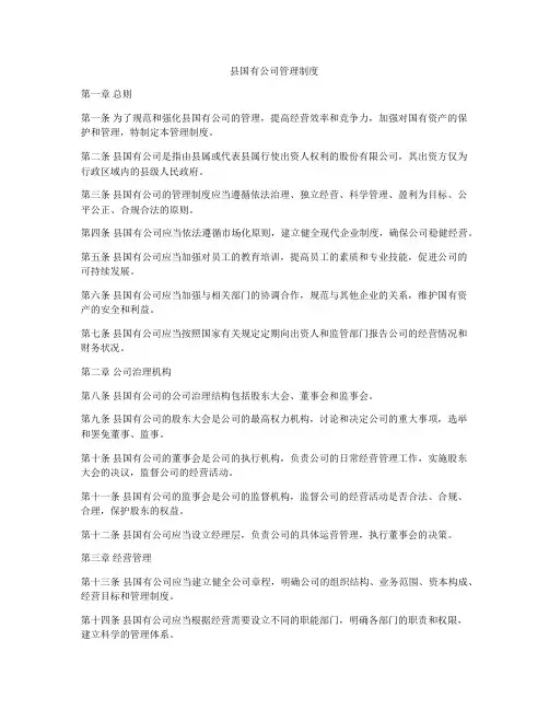 县国有公司管理制度