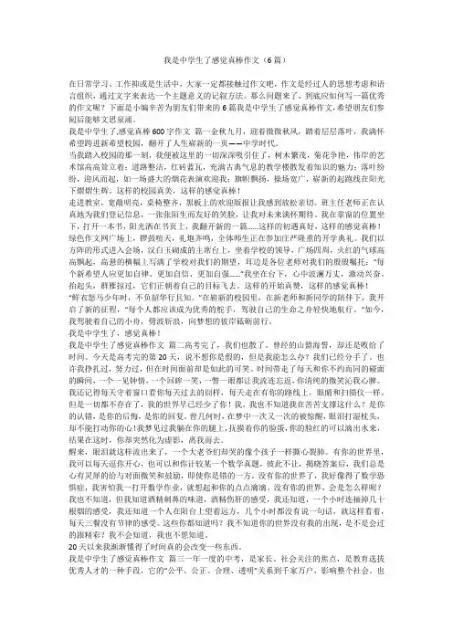 我是中学生了感觉真棒作文(6篇)