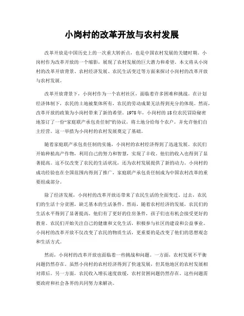小岗村的改革开放与农村发展