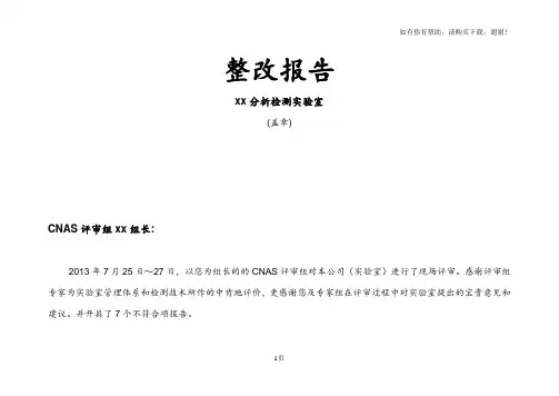 评审不符合项整改报告
