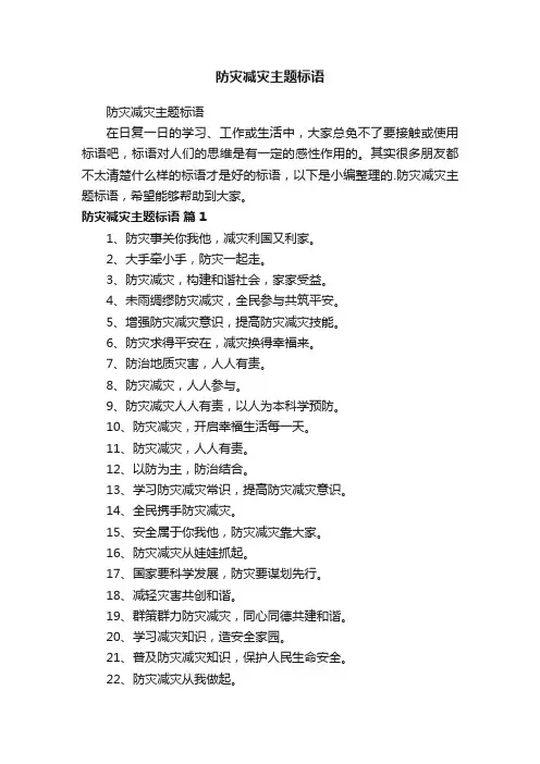 防灾减灾主题标语