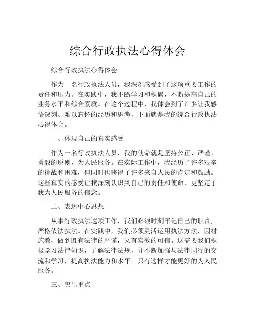 综合行政执法心得体会
