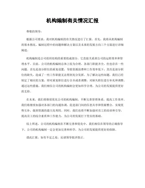 机构编制有关情况汇报