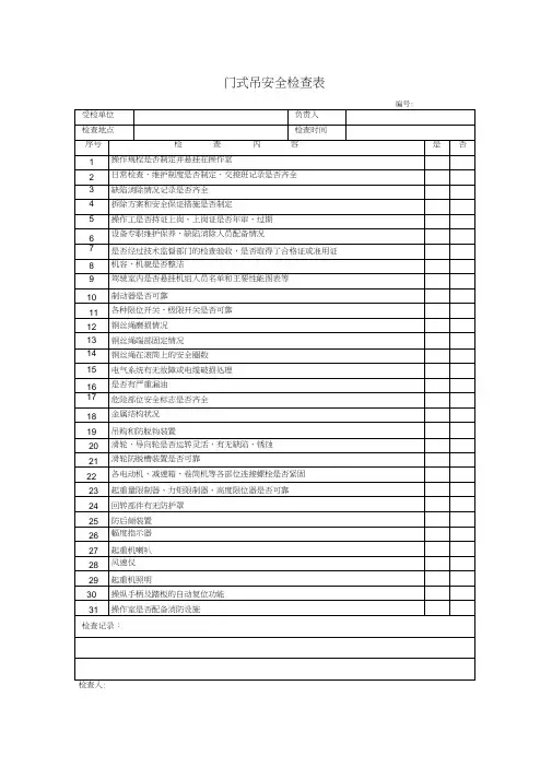 (完整版)门式吊安全检查表
