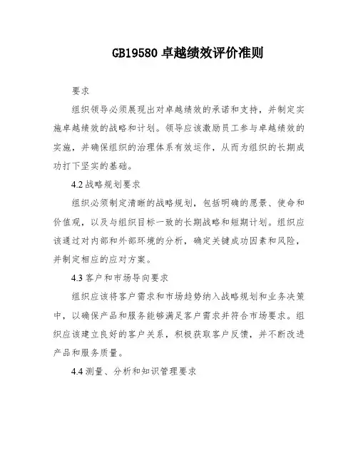 GB19580卓越绩效评价准则