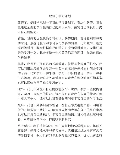 放假了学习计划