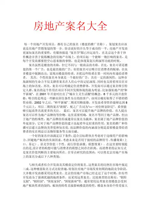 房地产案名大全