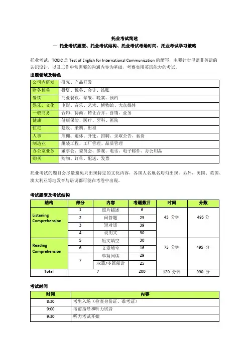 托业考试题型 托业考试结构 托业考试考场时间 托业考试学习策略介绍