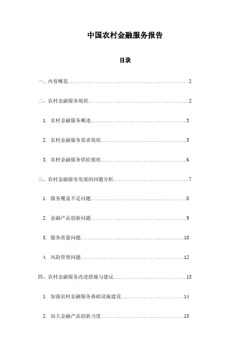 中国农村金融服务报告