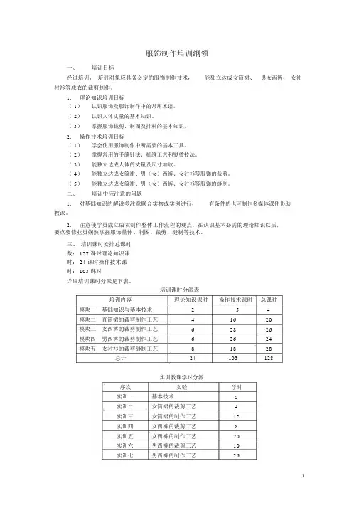 服装制作培训大纲-服装制作基本技能培训大纲.doc