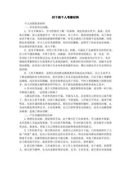 村干部个人考察材料