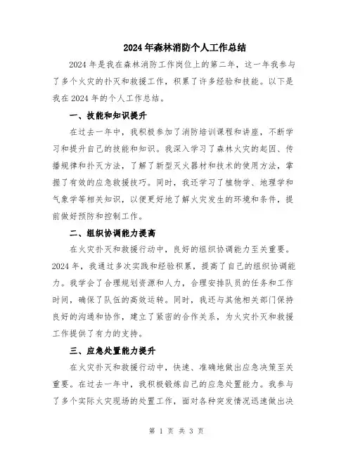 2024年森林消防个人工作总结