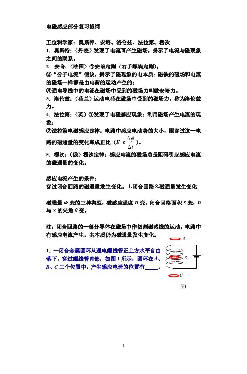电磁感应部分复习提纲