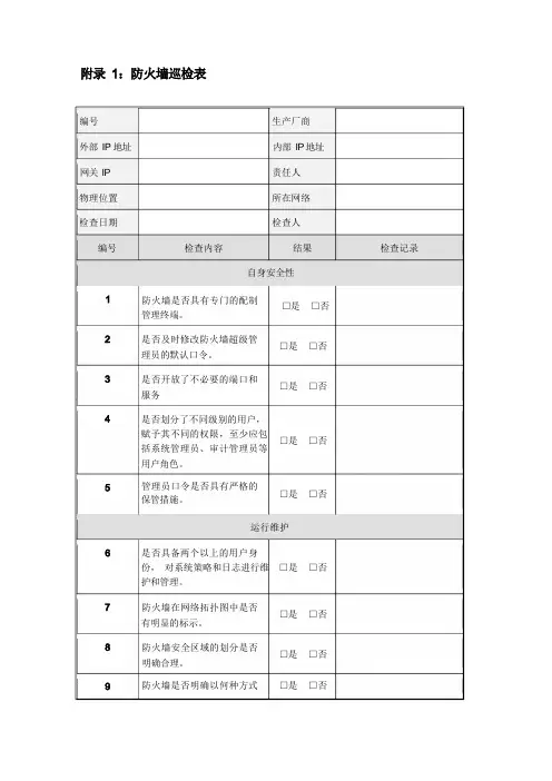 各种网络安全设备巡检报告