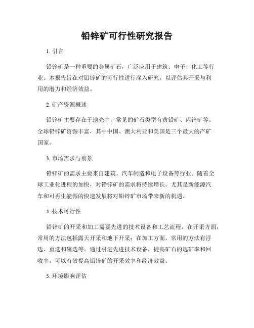 铅锌矿可行性研究报告