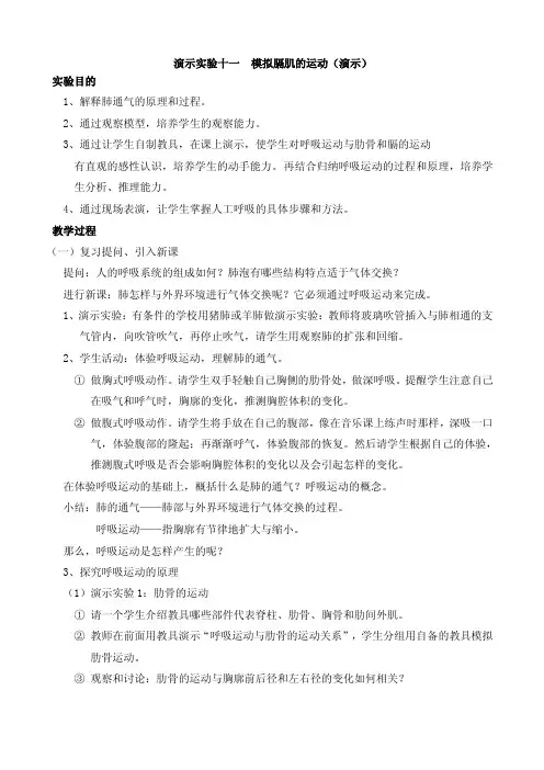 实验十一模拟膈肌的运动