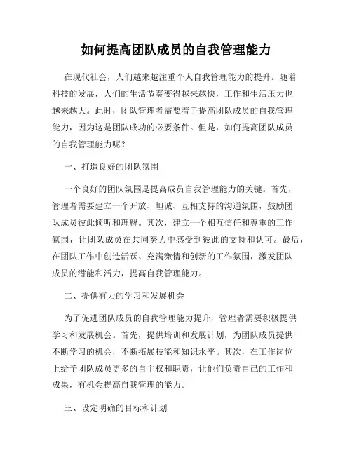 如何提高团队成员的自我管理能力