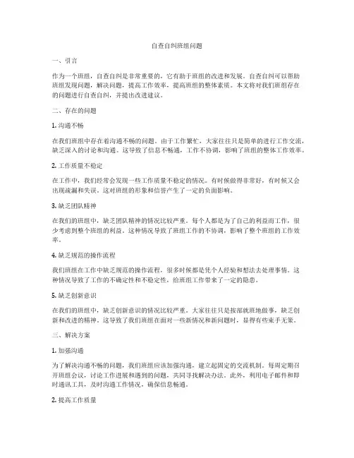 自查自纠班组问题