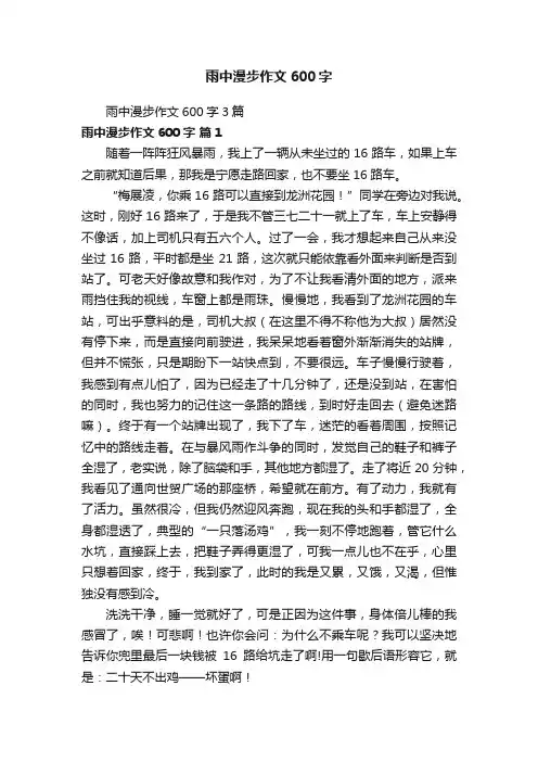 雨中漫步作文600字3篇
