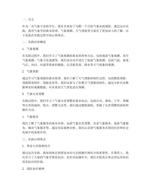 气象实践总结心得体会