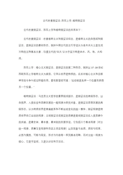 古代朴素辩证法-形而上学-唯物辩证法