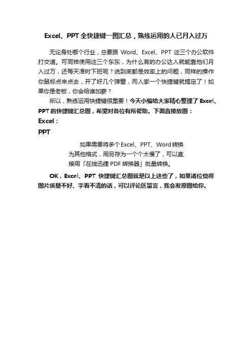 Excel、PPT全快捷键一图汇总，熟练运用的人已月入过万