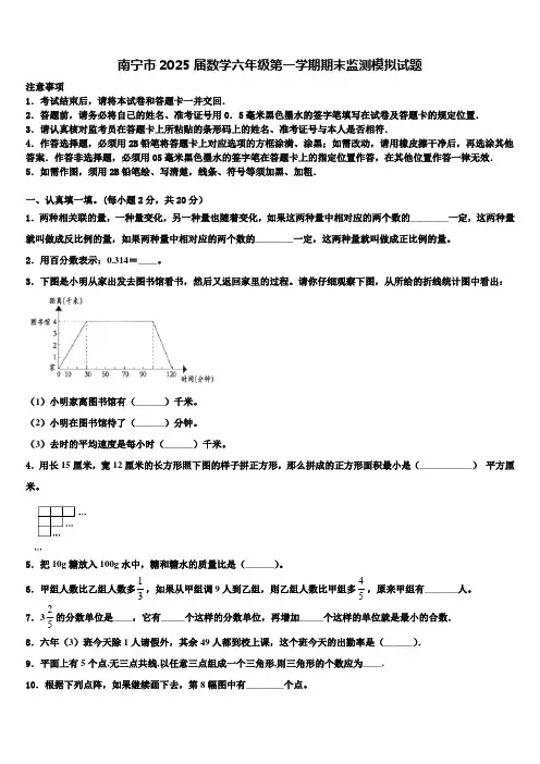 南宁市2025届数学六年级第一学期期末监测模拟试题含解析