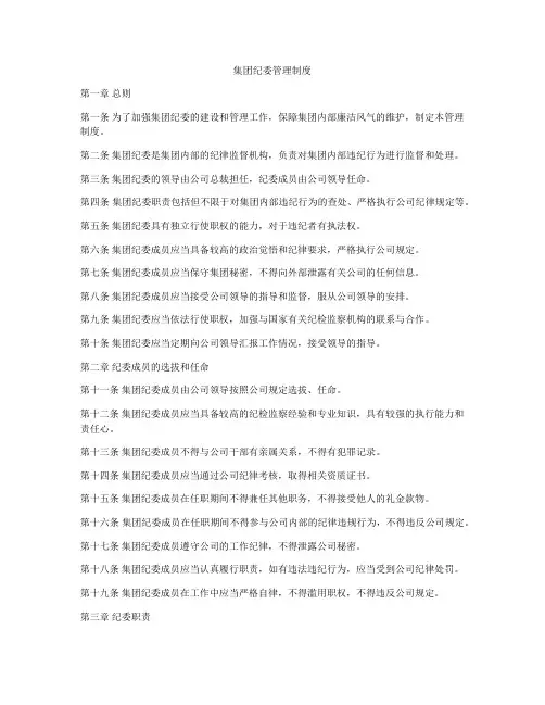 集团纪委管理制度