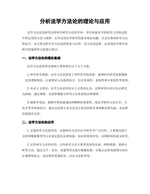 分析法学方法论的理论与应用