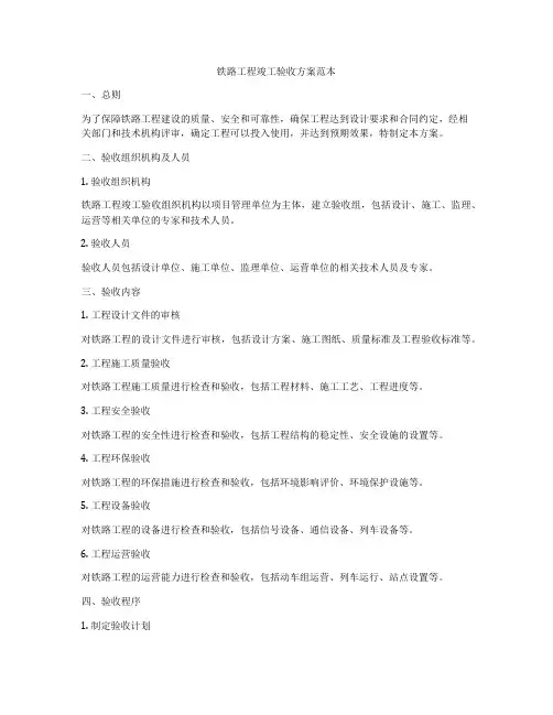 铁路工程竣工验收方案范本