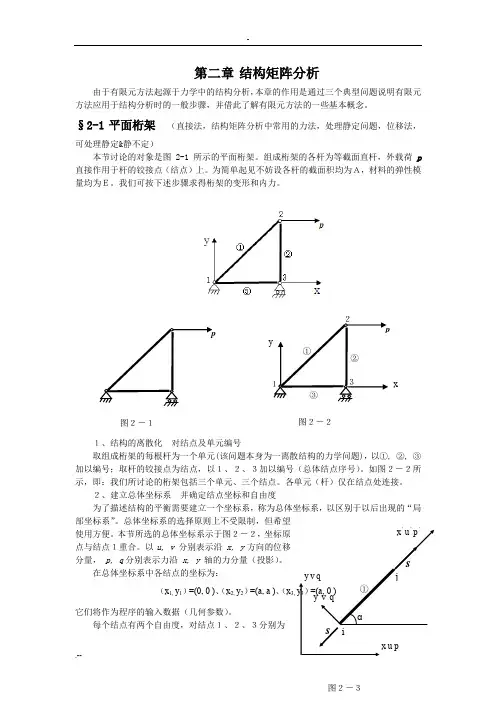 有限元原理 结构矩阵分析(平面桁架 平面应力) 变分