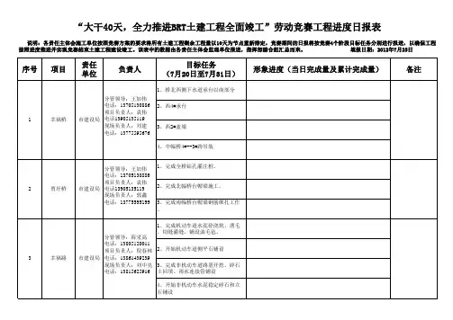 劳动竞赛日报表