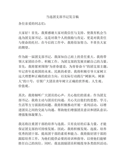 当选团支部书记发言稿