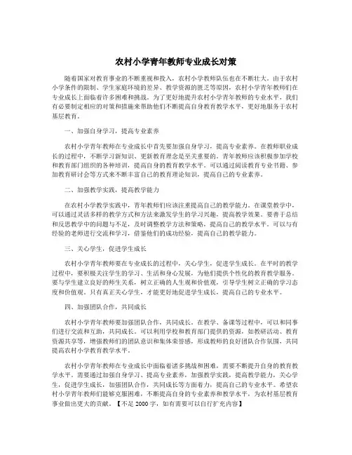 农村小学青年教师专业成长对策