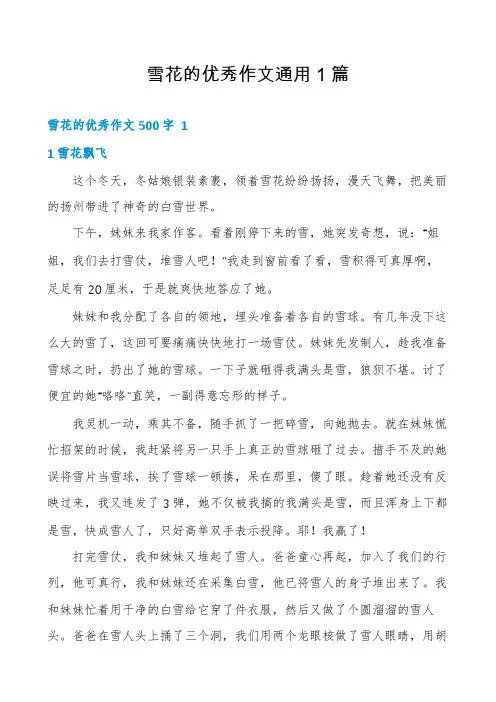 雪花的优秀作文通用1篇